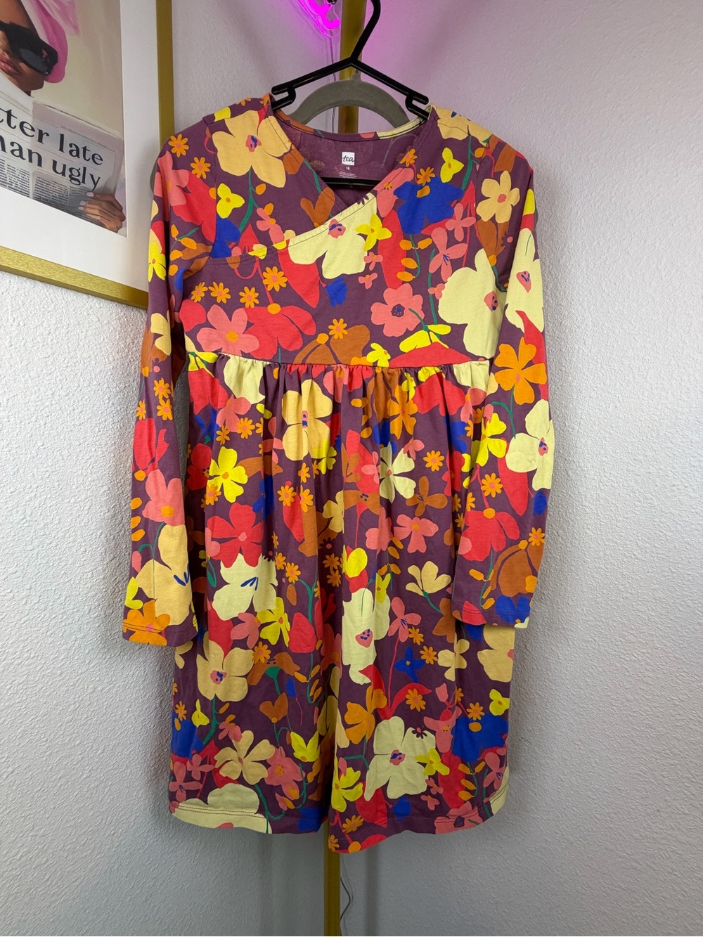 Tea Collection Girls' Floral Long-Sleeve Dress - Multi Color